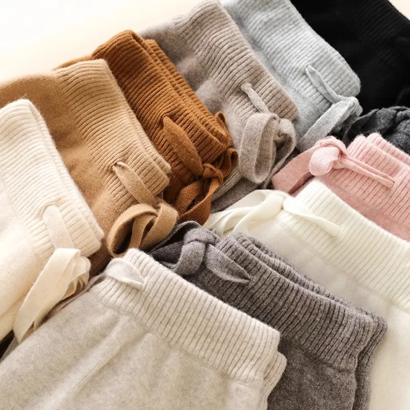 High Waist Fine Wool Wide-Leg Pants Women's Temperament Mop Pants Outer Wear Draping Effect Soft Glutinous Knitted Trousers