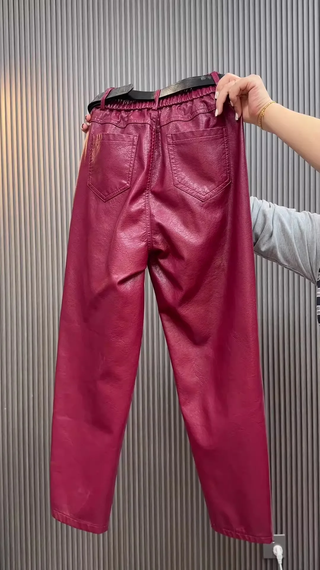 Fashion Y2k Leather Pants High Quality PU Casual Straight Leg Pant Loose Slimming Plus Size Highs Waist Haren Trousers Women