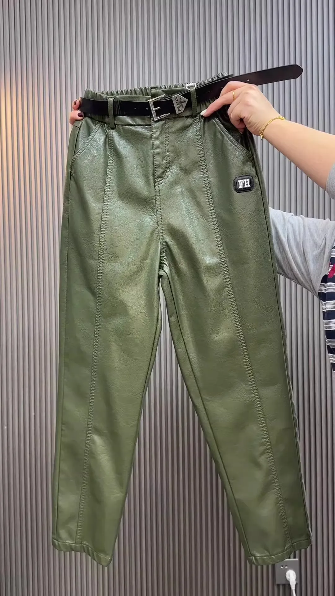 Fashion Y2k Leather Pants High Quality PU Casual Straight Leg Pant Loose Slimming Plus Size Highs Waist Haren Trousers Women