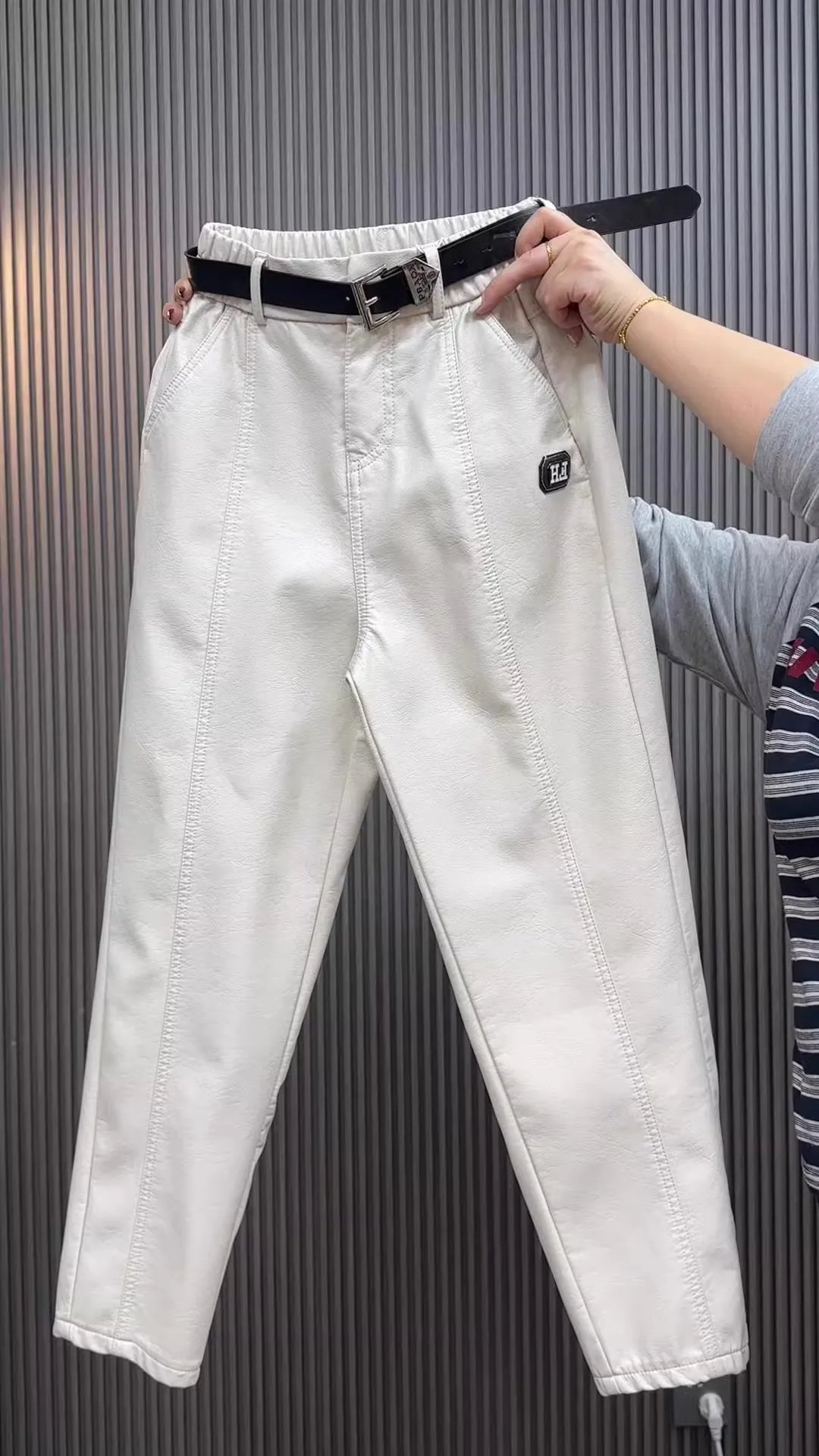 Fashion Y2k Leather Pants High Quality PU Casual Straight Leg Pant Loose Slimming Plus Size Highs Waist Haren Trousers Women