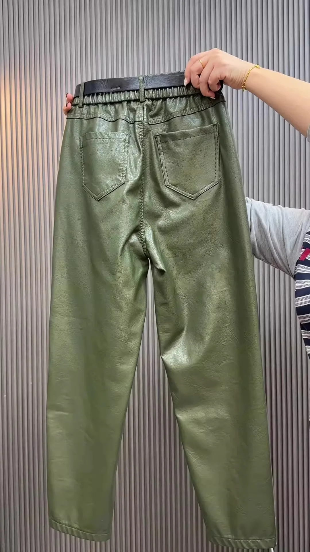 Fashion Y2k Leather Pants High Quality PU Casual Straight Leg Pant Loose Slimming Plus Size Highs Waist Haren Trousers Women