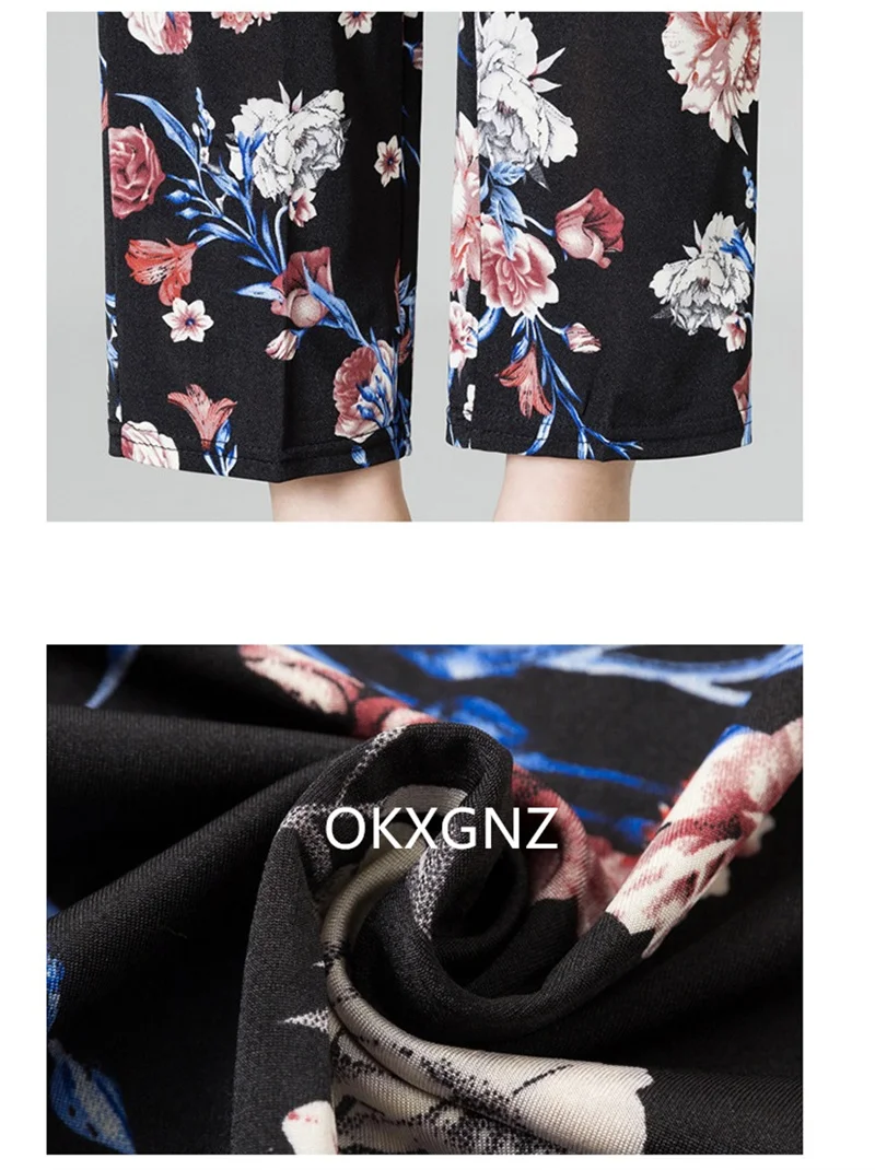 XL-8XL Women Summer Pants 2026 New Fashion Print Thin Ice Silk Straight Pants Middle aged Female High Waist Elastic Casual Pants