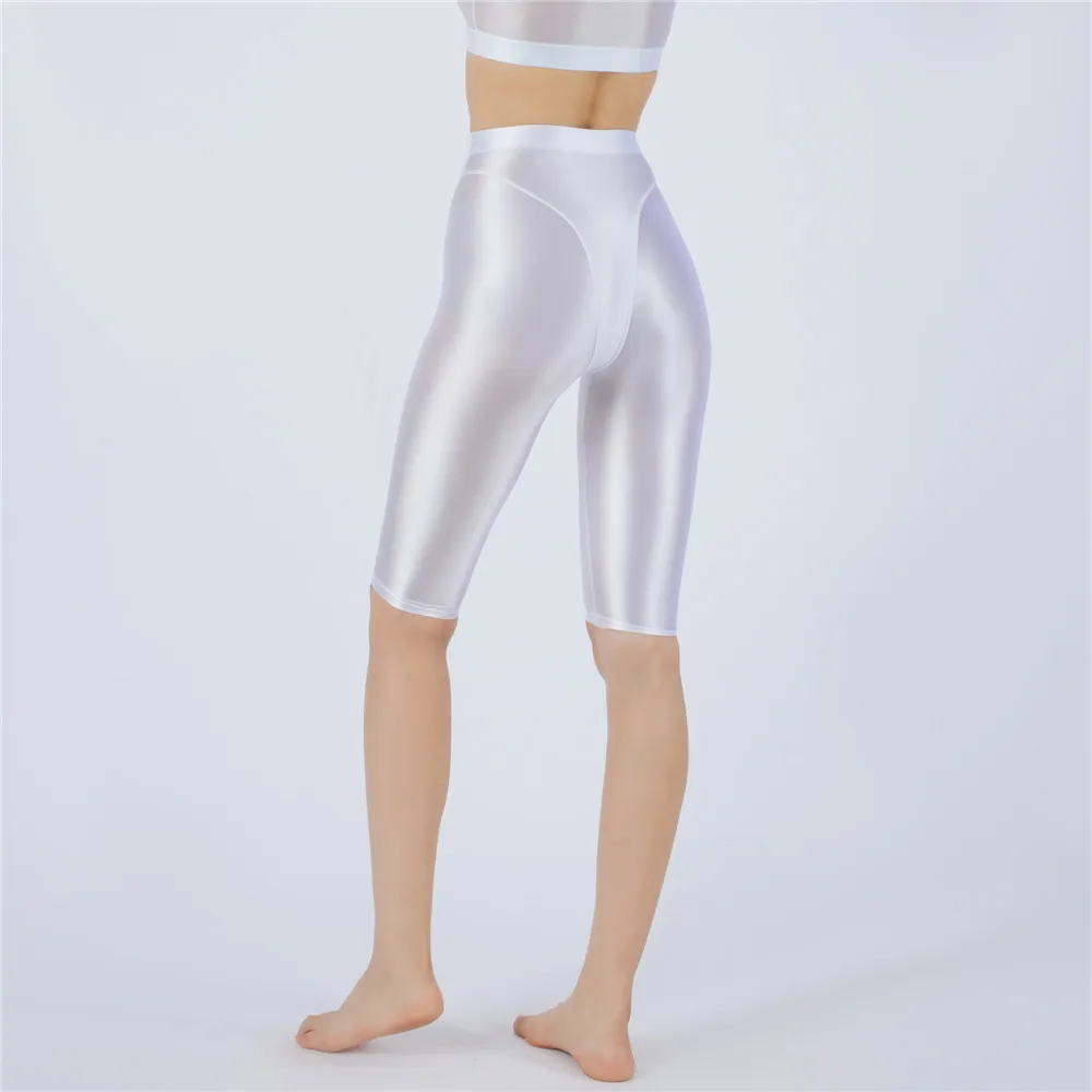 Sexy Women Hot Short Stain Oil Glossy Shiny Elastic Jeggings Shorts Soft Stretchy Casual Plus Size Tight Knee-Length Yoga Pant