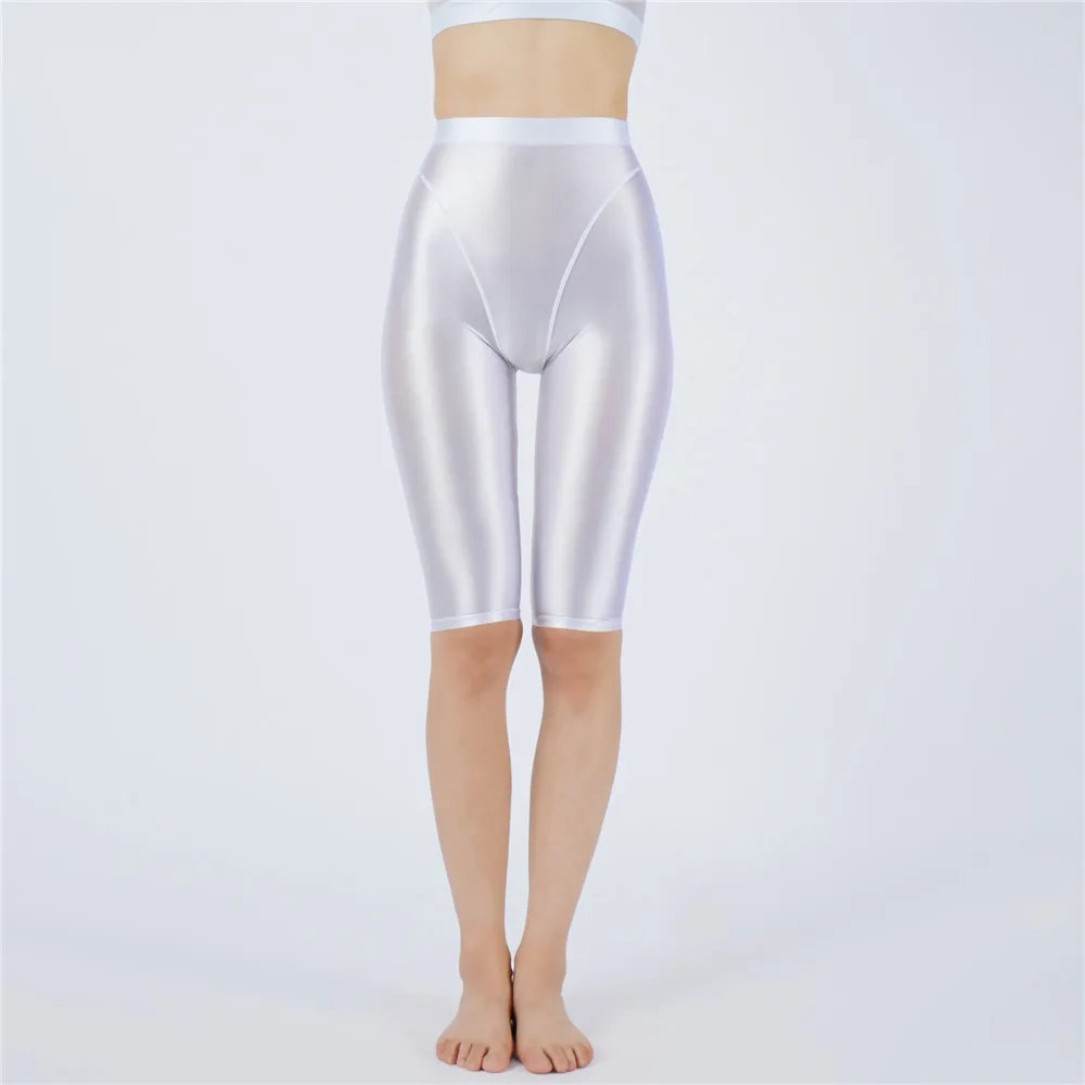 Sexy Women Hot Short Stain Oil Glossy Shiny Elastic Jeggings Shorts Soft Stretchy Casual Plus Size Tight Knee-Length Yoga Pant