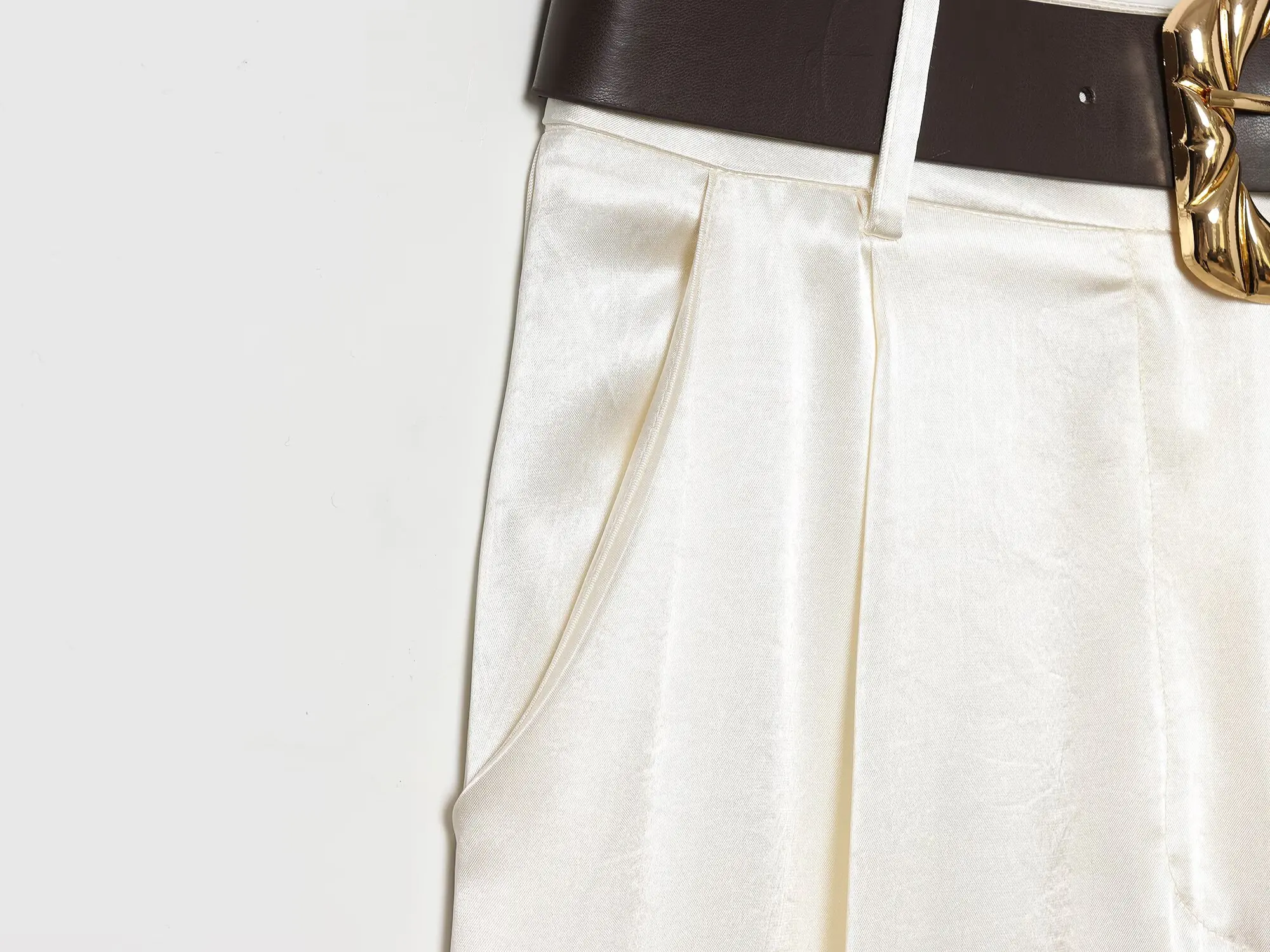 2026 New Fashion Women's Vintage Designer Smooth Satin Pants with Belt Lady Elegant High Waist Loose Wide Leg Straight Trousers