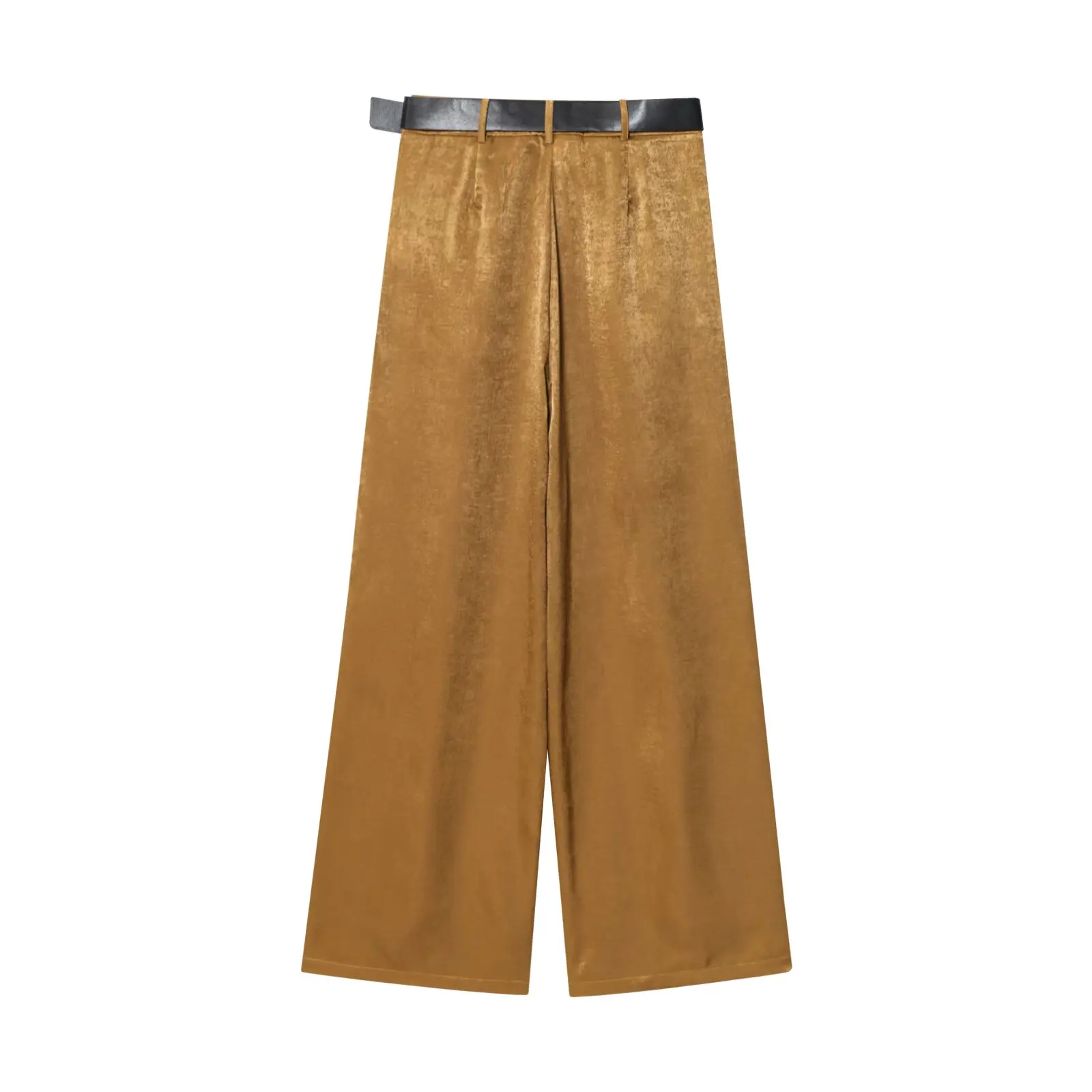 2026 New Fashion Women's Vintage Designer Smooth Satin Pants with Belt Lady Elegant High Waist Loose Wide Leg Straight Trousers