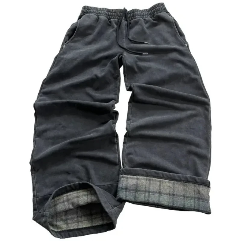 INS Plaid Vintage Rock Loose Women Casual Sports Pants 2000s Europe America Autumn Winter Fashion Punk Hip Hop Straight Trousers