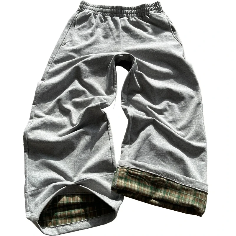 INS Plaid Vintage Rock Loose Women Casual Sports Pants 2000s Europe America Autumn Winter Fashion Punk Hip Hop Straight Trousers