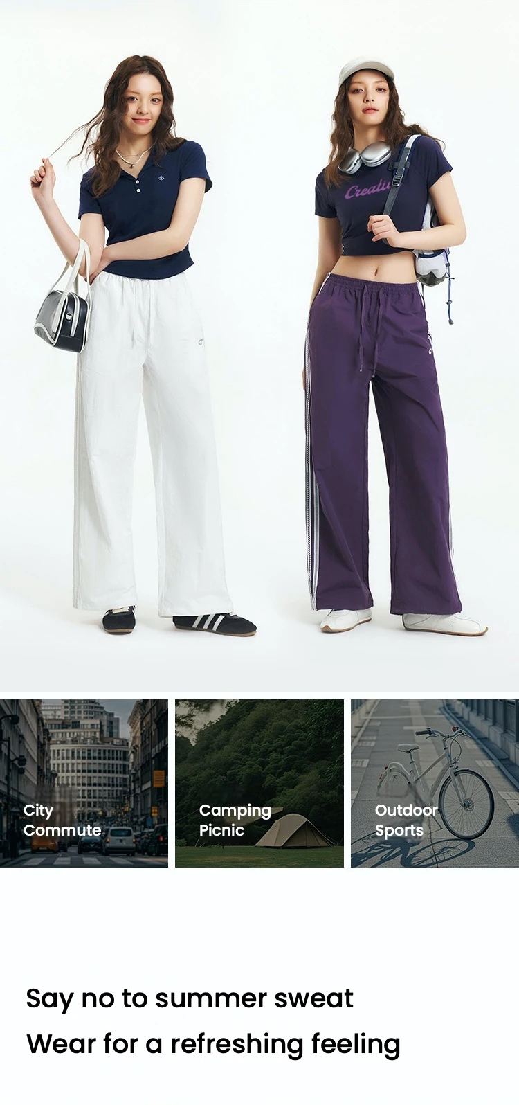 Semir Casual Pants Women Moisture Wicking Relaxed Fit Wide Leg 2025 New Summer Cool Feeling Sun Protection Long Pants