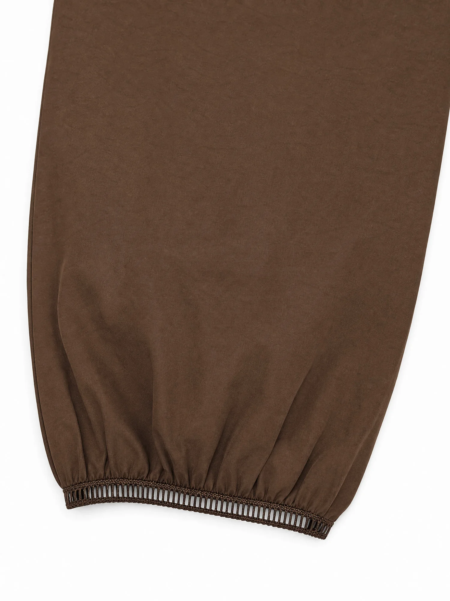 XIAOGULI 150-160cm Petite Women Pants Caramel Brown Leg Lengthening Elastic High Waist Ankle Length Trousers Lace Spliced Hem