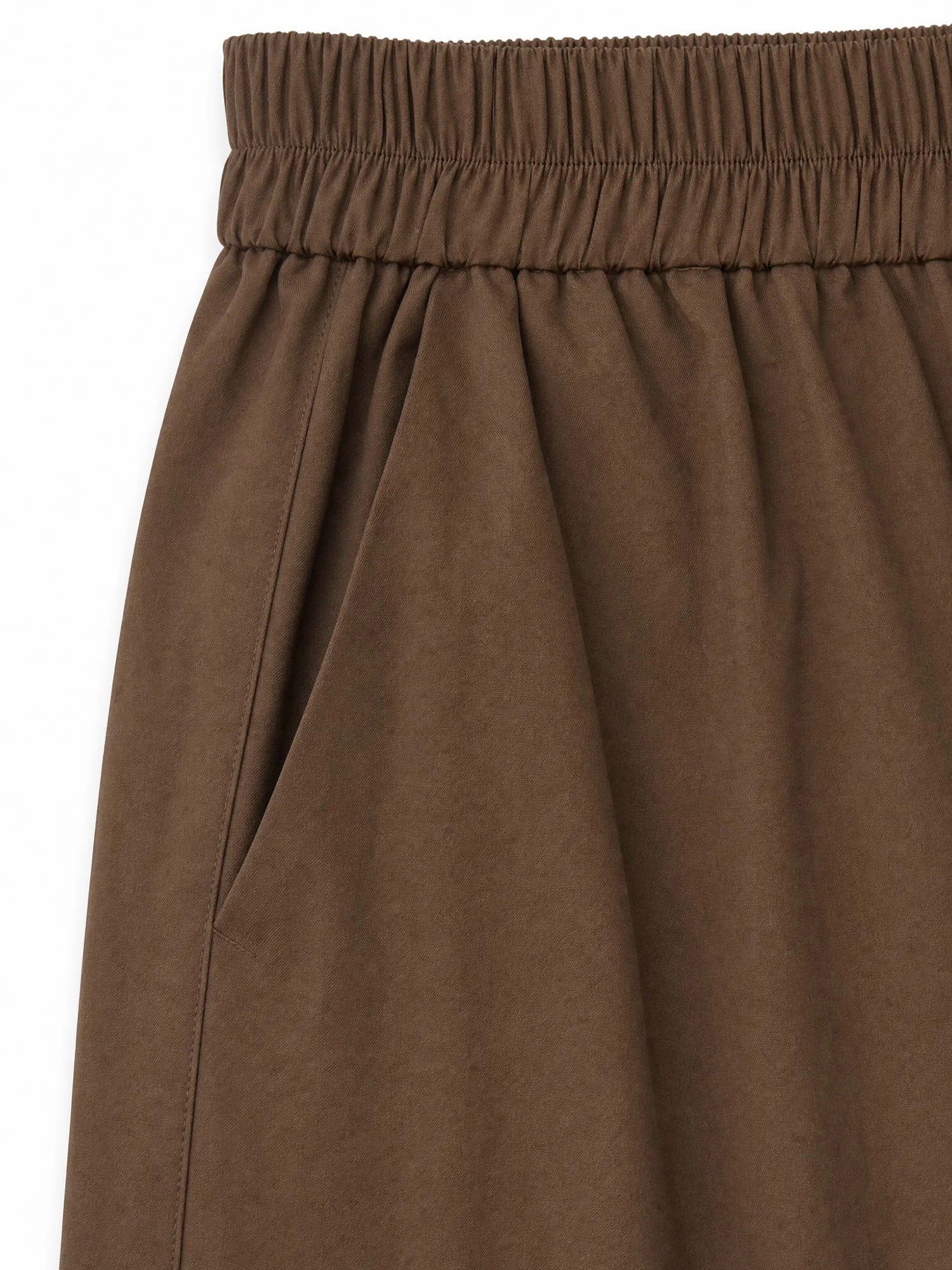 XIAOGULI 150-160cm Petite Women Pants Caramel Brown Leg Lengthening Elastic High Waist Ankle Length Trousers Lace Spliced Hem