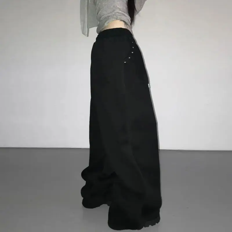 Y2k Joggers for Women Korean Sweatpants Fashion Wide Leg Pants Pantalon Femme Drawstring Diamond Casual Streetwear BF Trousers