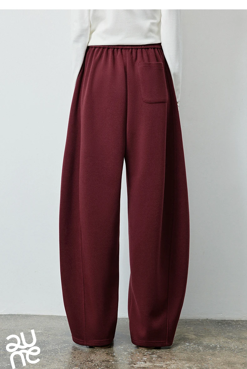 TOYOUTH Women's Soft Cotton Curved Leg Long Pants 2026 Fall New Arrival High Waist Drawstring Loose Wide Leg Pear Shape Friendly