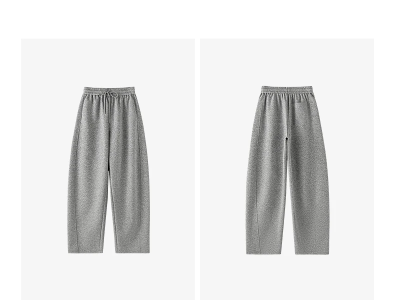 TOYOUTH Women's Soft Cotton Curved Leg Long Pants 2026 Fall New Arrival High Waist Drawstring Loose Wide Leg Pear Shape Friendly