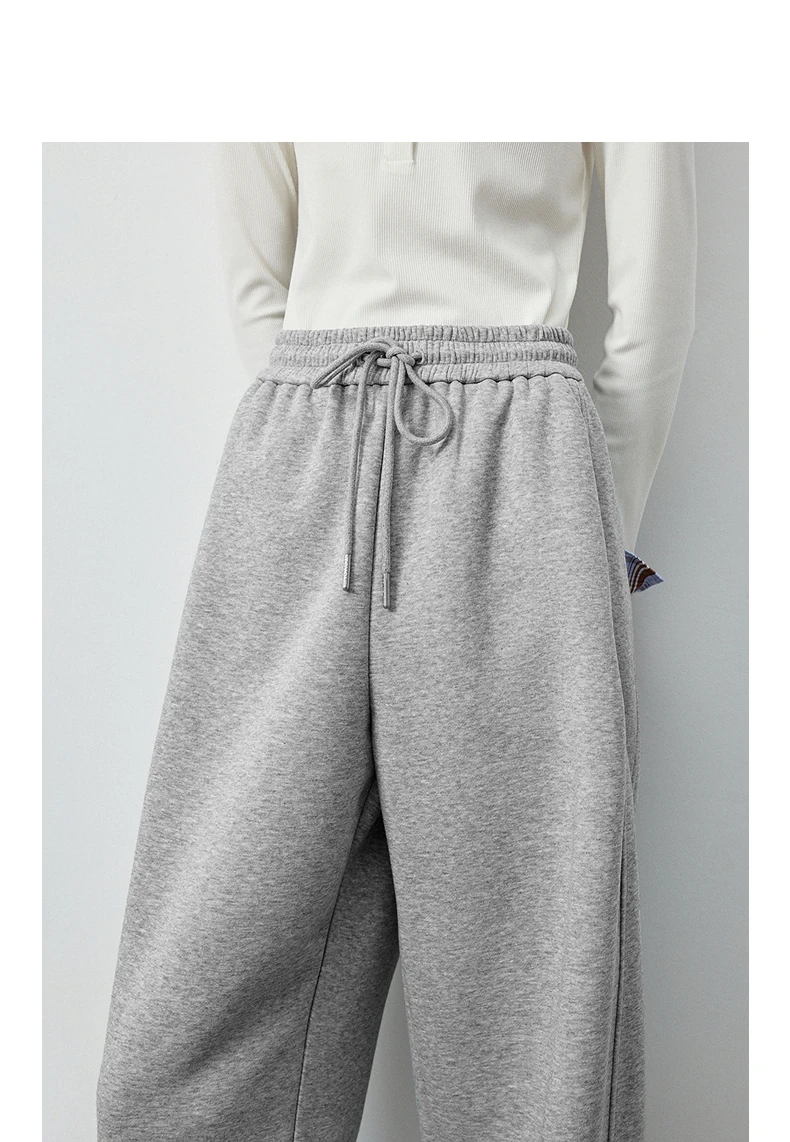 TOYOUTH Women's Soft Cotton Curved Leg Long Pants 2026 Fall New Arrival High Waist Drawstring Loose Wide Leg Pear Shape Friendly