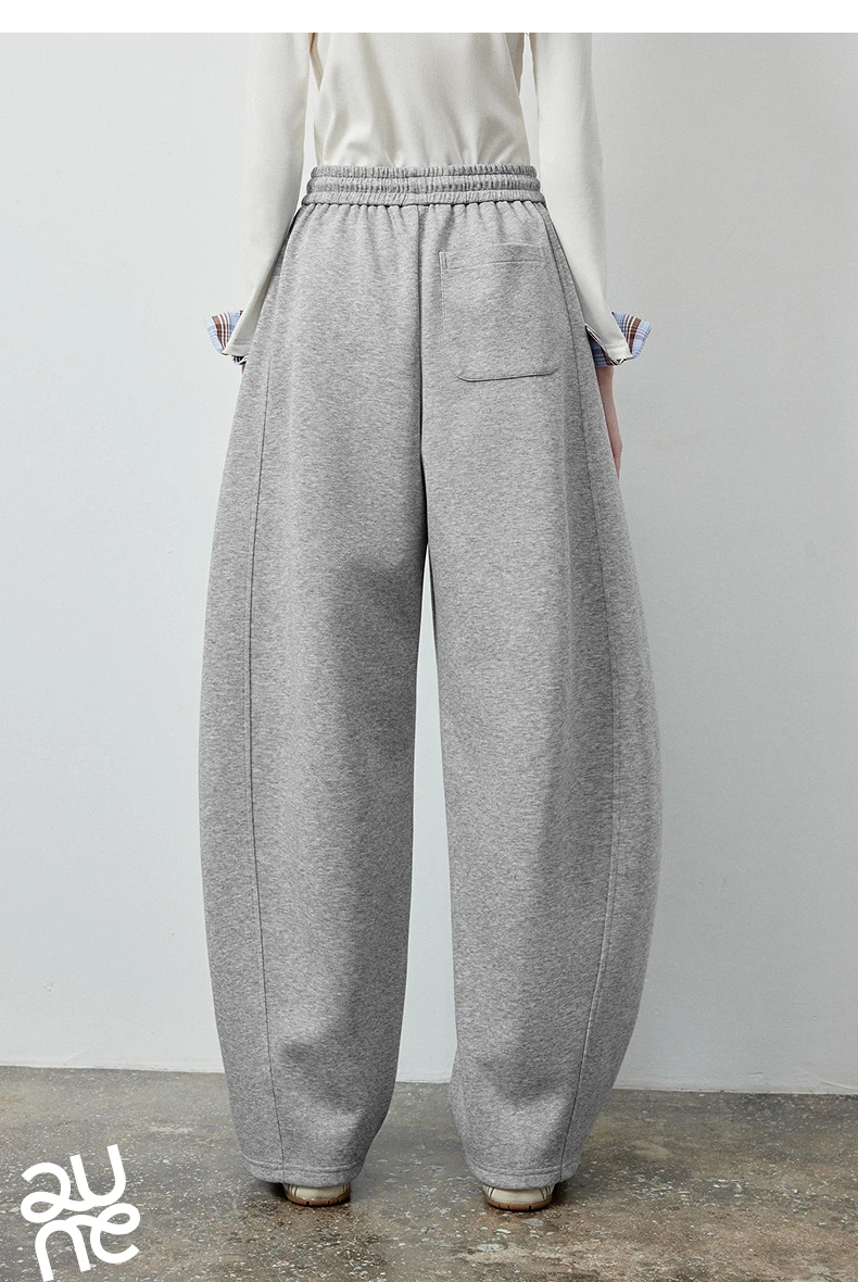 TOYOUTH Women's Soft Cotton Curved Leg Long Pants 2026 Fall New Arrival High Waist Drawstring Loose Wide Leg Pear Shape Friendly