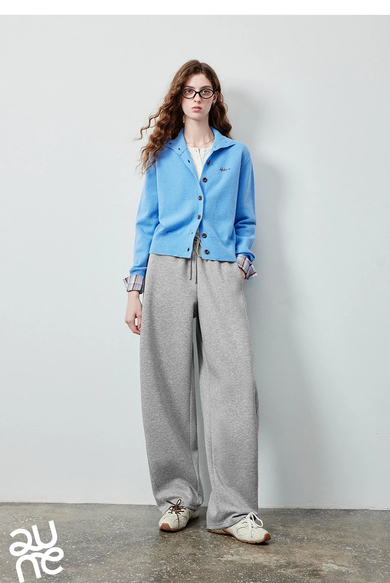 TOYOUTH Women's Soft Cotton Curved Leg Long Pants 2026 Fall New Arrival High Waist Drawstring Loose Wide Leg Pear Shape Friendly