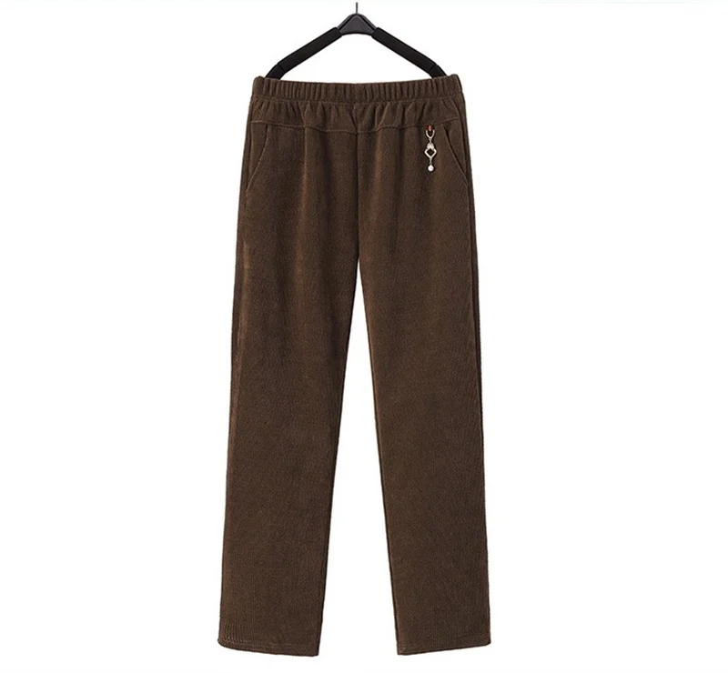High Quality Corduroy Straight Trousers Women Autumn Winter Oversize 8XL Mother Pants Fleece Thicke Warm Casual Pants Female New