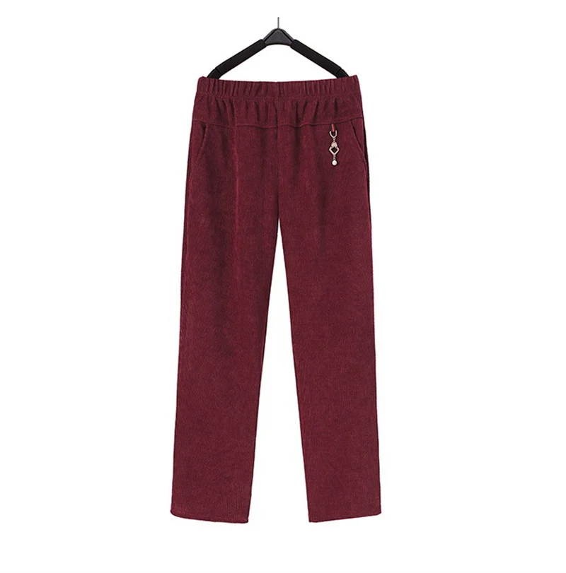 High Quality Corduroy Straight Trousers Women Autumn Winter Oversize 8XL Mother Pants Fleece Thicke Warm Casual Pants Female New