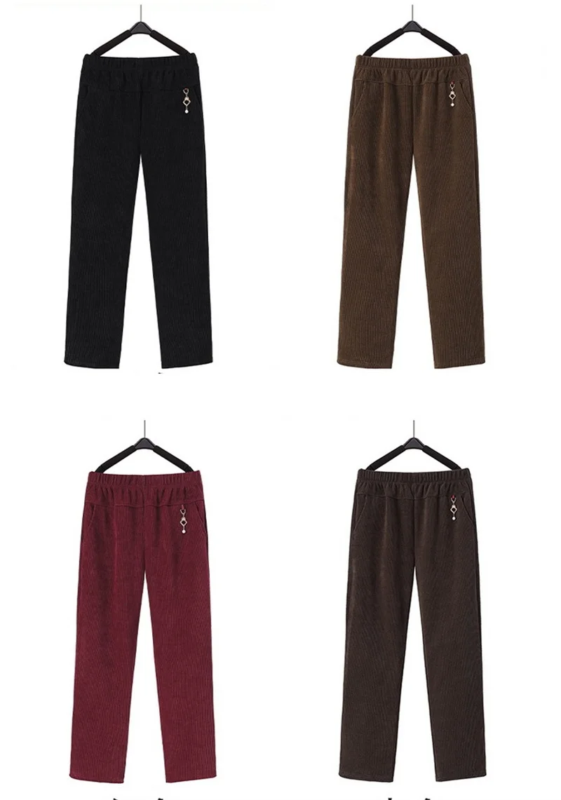High Quality Corduroy Straight Trousers Women Autumn Winter Oversize 8XL Mother Pants Fleece Thicke Warm Casual Pants Female New