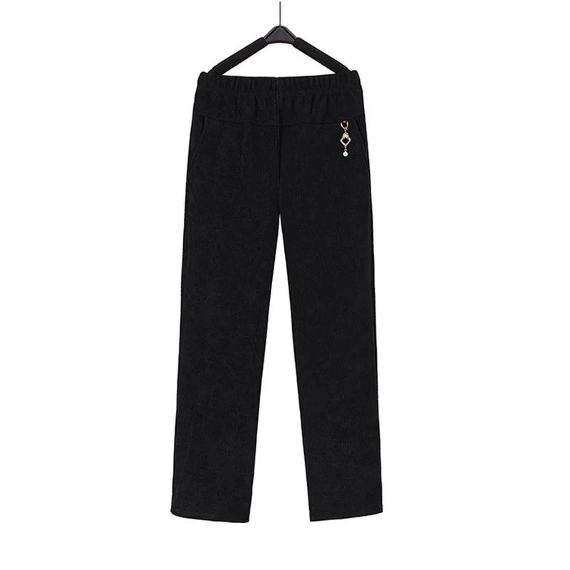 High Quality Corduroy Straight Trousers Women Autumn Winter Oversize 8XL Mother Pants Fleece Thicke Warm Casual Pants Female New