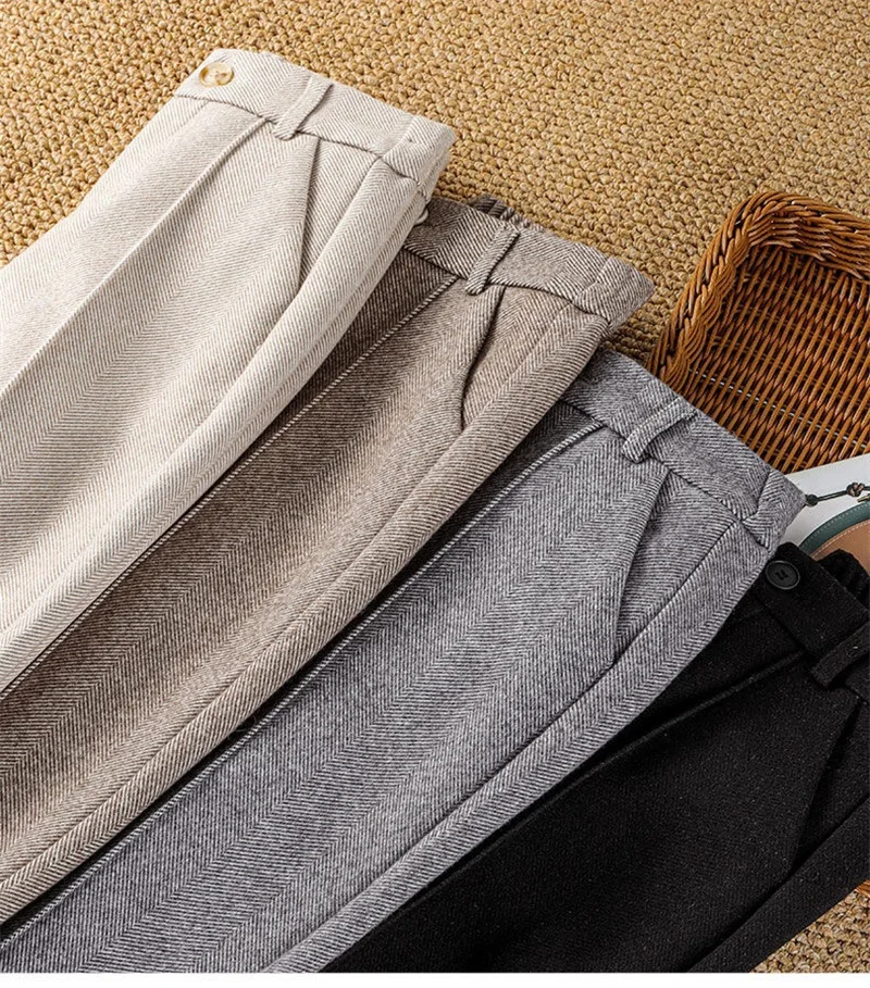 2025 New Fashion Autumn Women Woolen Pants Casual Lady High Waist Harem pants Female Winter Loose Thick Warm Trousers Women