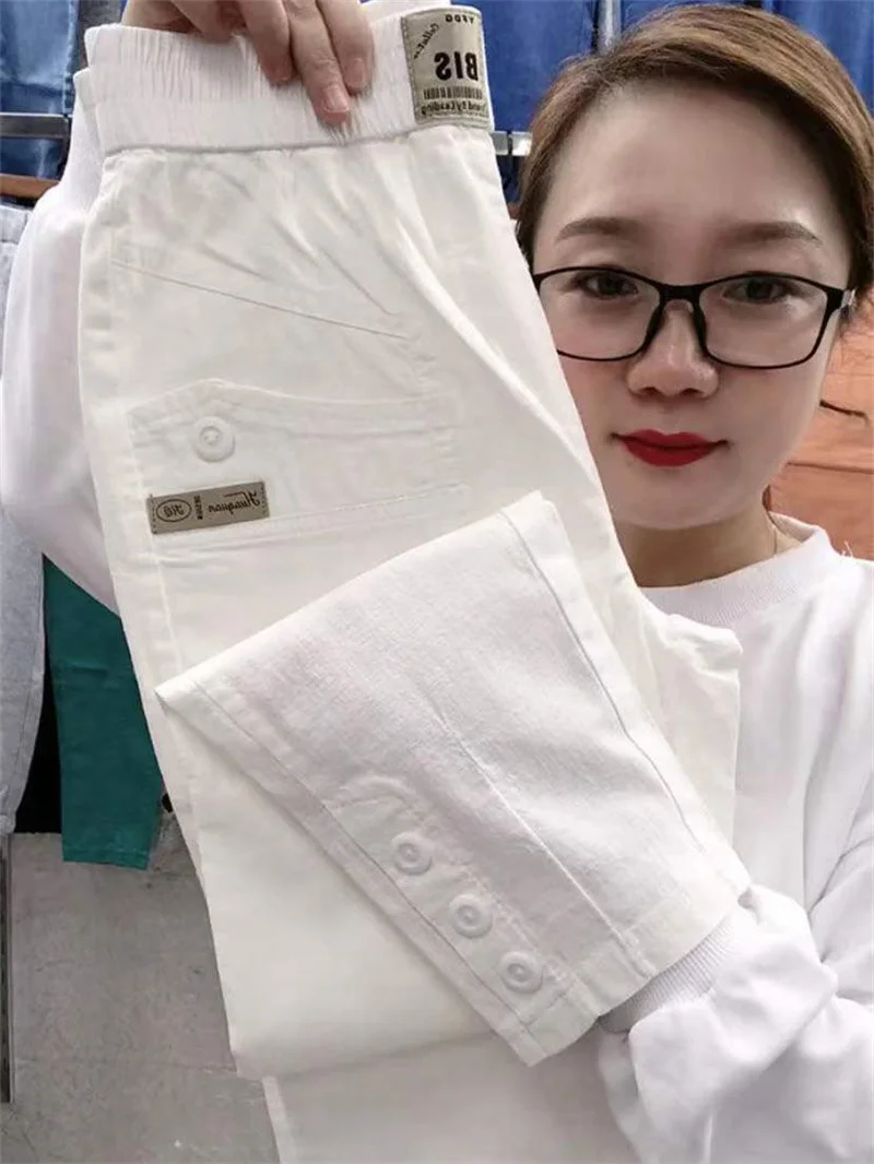 Women Thin Cotton Linen Casual Pants 2025 Spring Summer New Large Size Loose Slim Harem Trousers Straight Nine Pants Tide Female