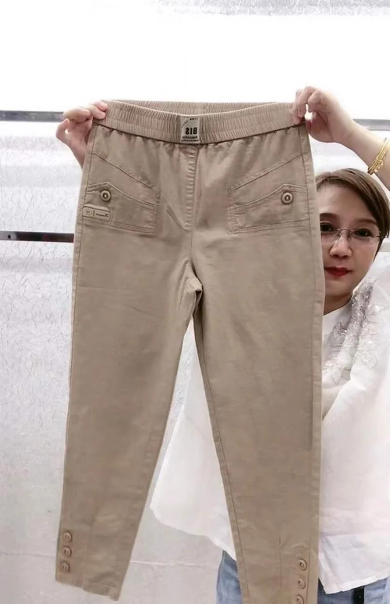 Women Thin Cotton Linen Casual Pants 2025 Spring Summer New Large Size Loose Slim Harem Trousers Straight Nine Pants Tide Female