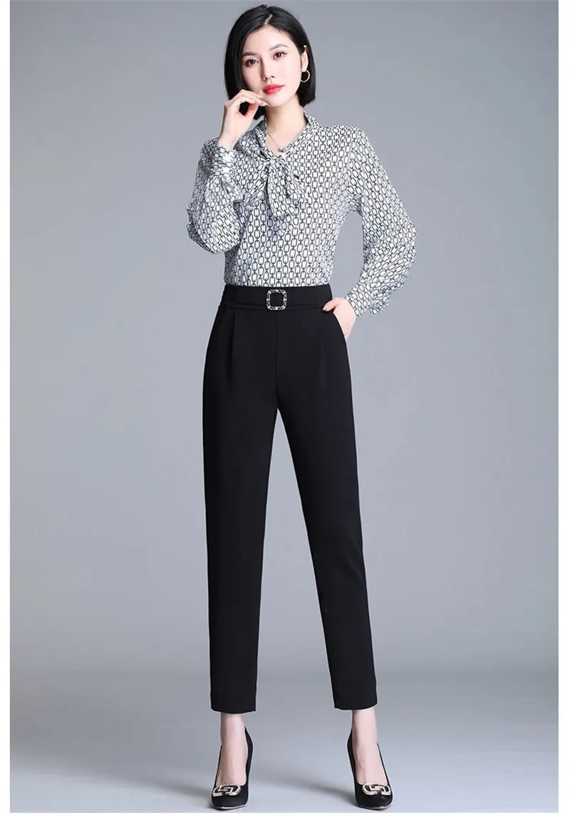 White Pants Women Elastic High-waisted Haren Pants Fashion Wild Professional Suit Pants Office Ladies Trousers Black Khaki Pants