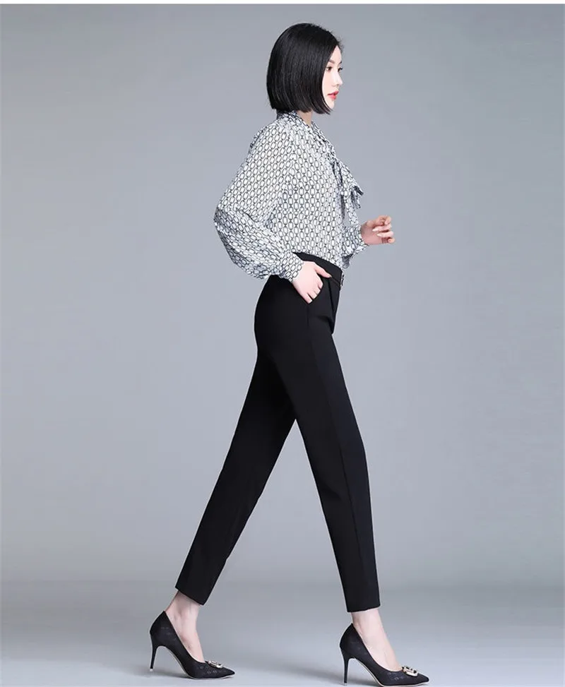 White Pants Women Elastic High-waisted Haren Pants Fashion Wild Professional Suit Pants Office Ladies Trousers Black Khaki Pants