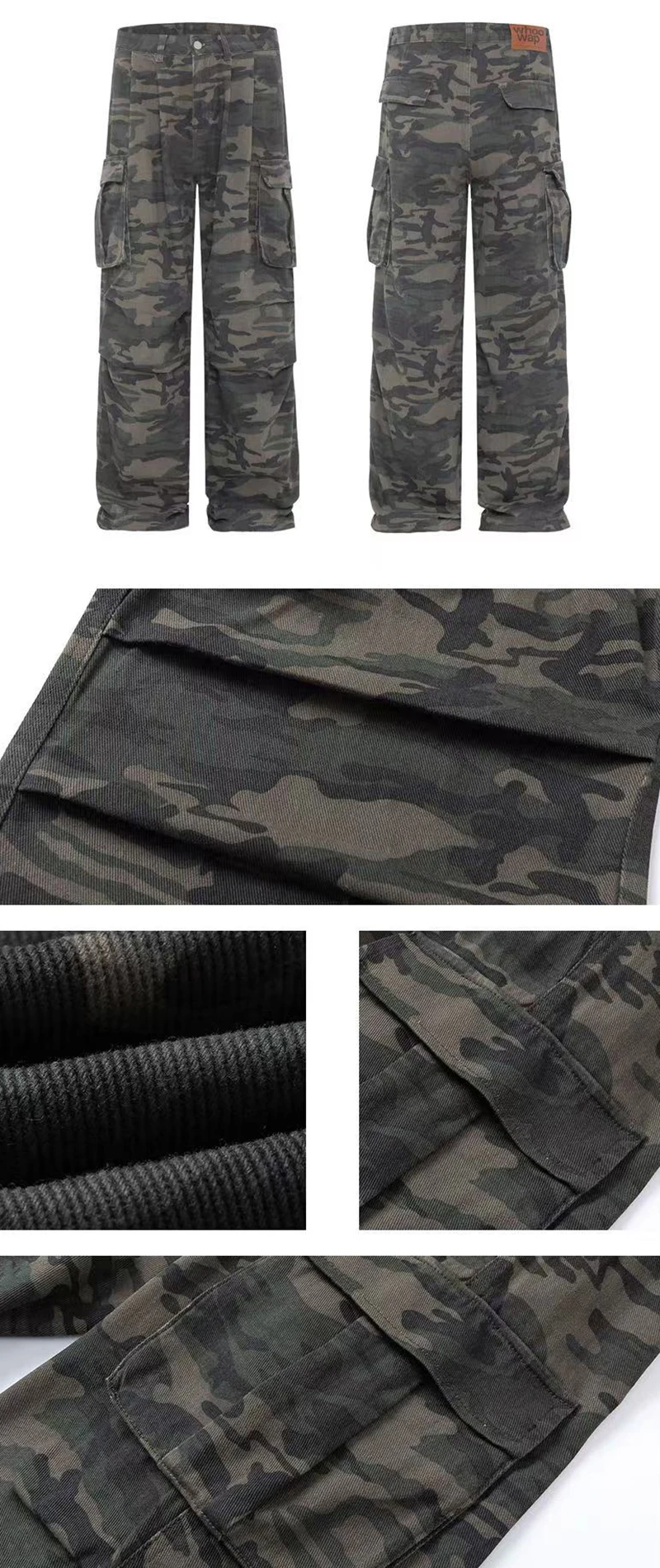 Y2K American Retro Camo Cargo Pants Female High Waist Oversized Pockets Wide Leg Pants Bf Hip Hop Streetwear Straight Trousers