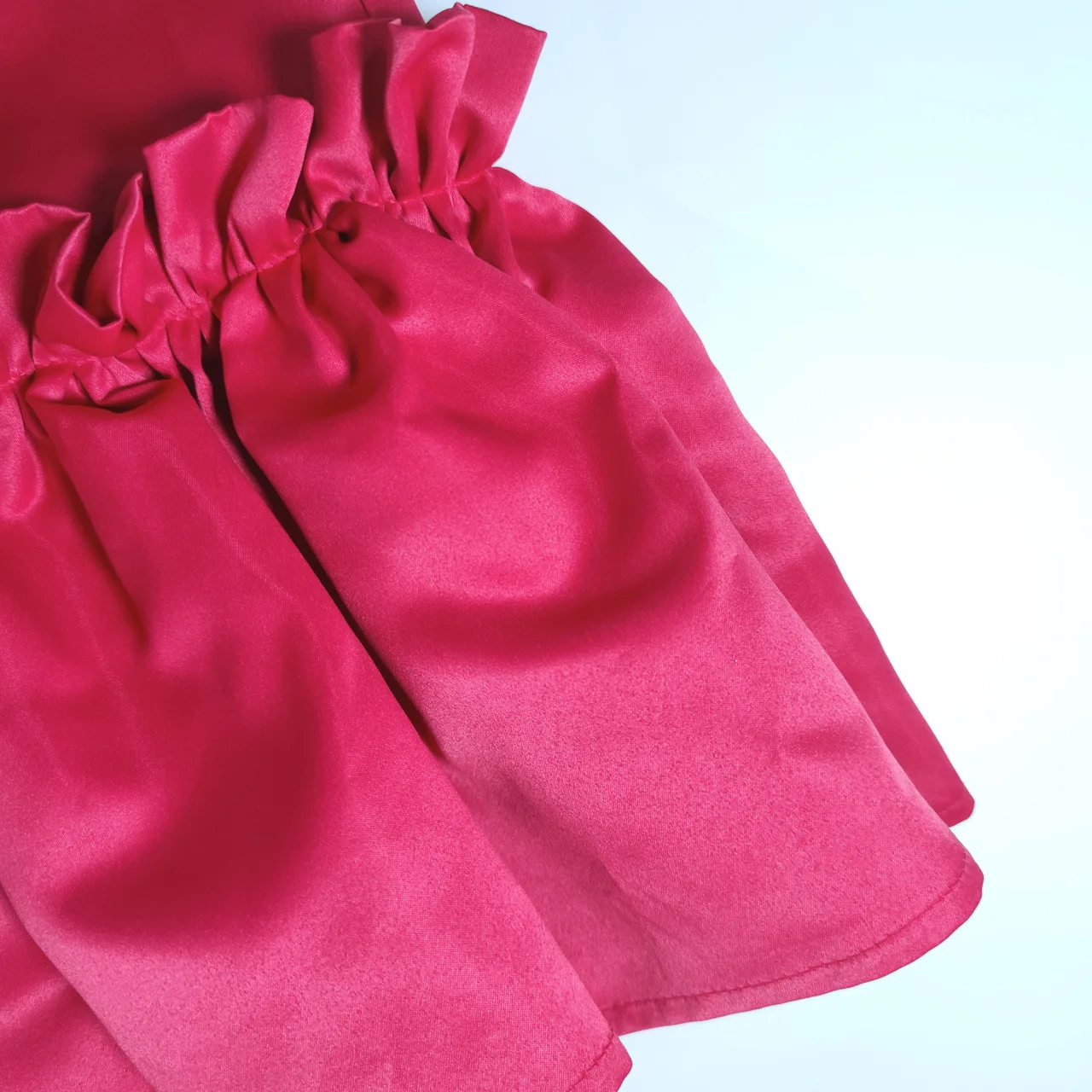 CM.YAYA Women Elegant Ruffles Hem High Waist Loose Wide Leg Flare Pants 2022 Summer Rose Red Black INS Trousers