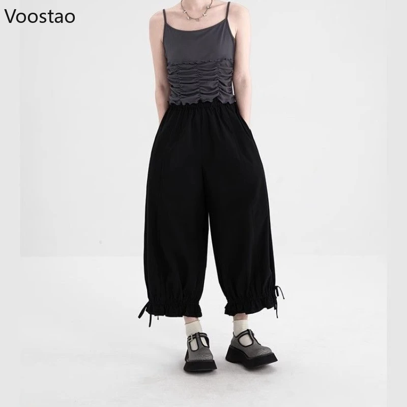 Japanese Sweet Jogger Pants Casual Women Vintage Cute Ruffles Loose Straight Trousers Girls Harajuku Sweatpants Y2k Aesthetic