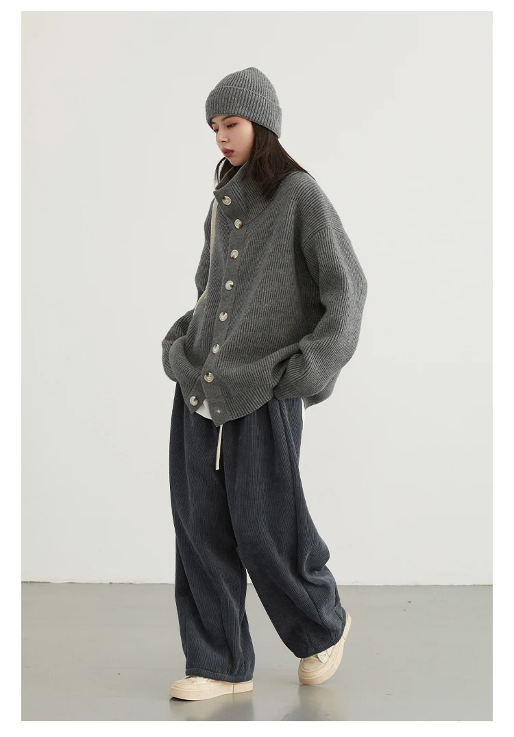 CHIC VEN Women Pant Loose Retro High Waisted Casual Wide Leg Pants Solid Plush Thick Warm Female Trousers Spring Autumn 2024