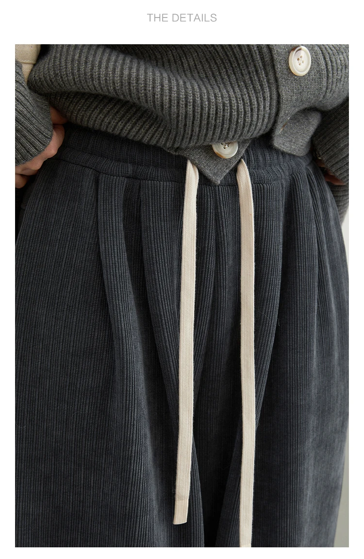 CHIC VEN Women Pant Loose Retro High Waisted Casual Wide Leg Pants Solid Plush Thick Warm Female Trousers Spring Autumn 2024