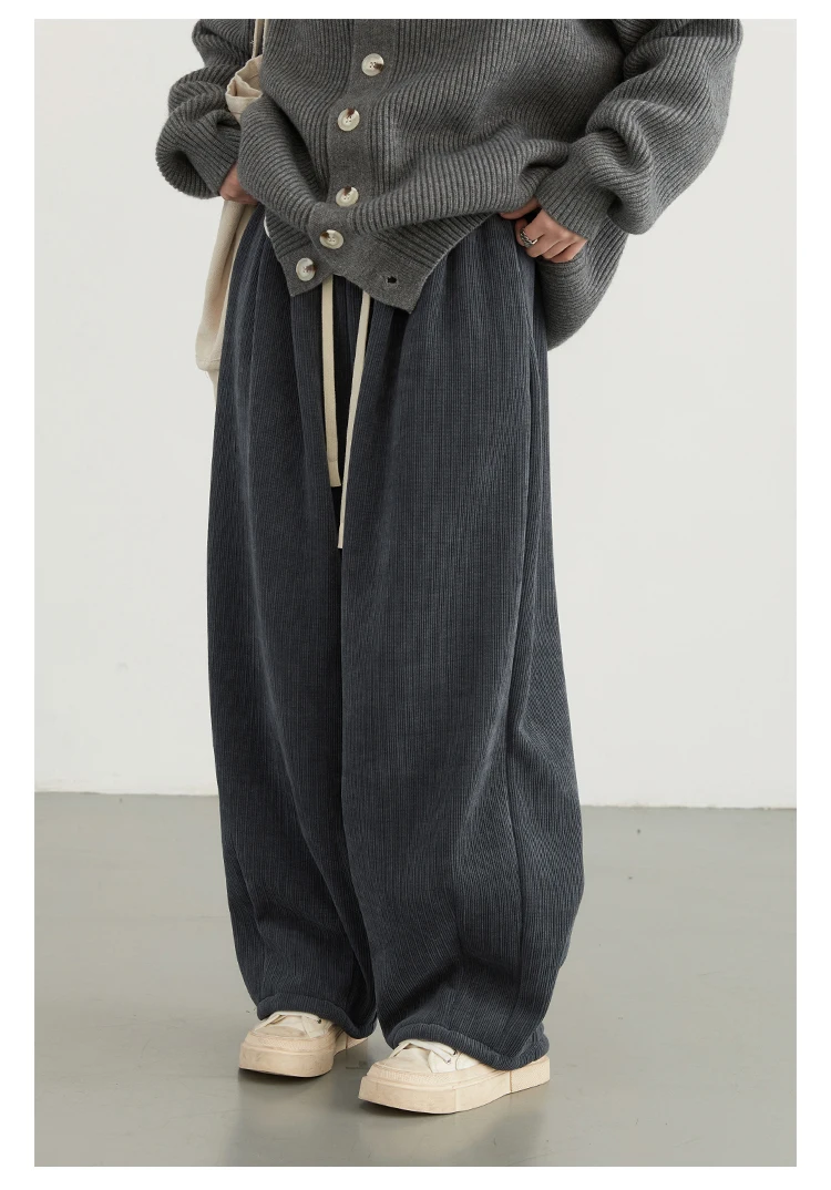 CHIC VEN Women Pant Loose Retro High Waisted Casual Wide Leg Pants Solid Plush Thick Warm Female Trousers Spring Autumn 2024