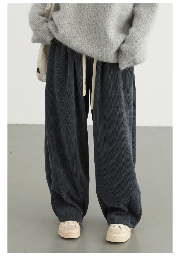 CHIC VEN Women Pant Loose Retro High Waisted Casual Wide Leg Pants Solid Plush Thick Warm Female Trousers Spring Autumn 2024