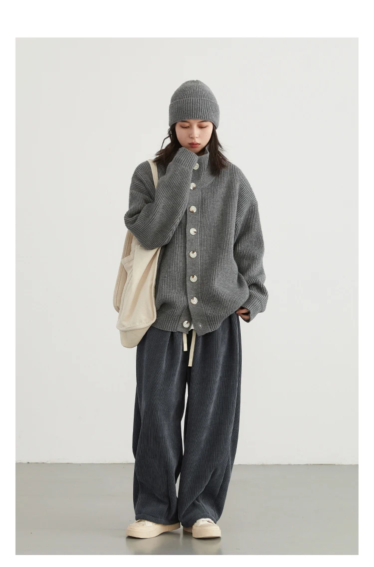 CHIC VEN Women Pant Loose Retro High Waisted Casual Wide Leg Pants Solid Plush Thick Warm Female Trousers Spring Autumn 2024