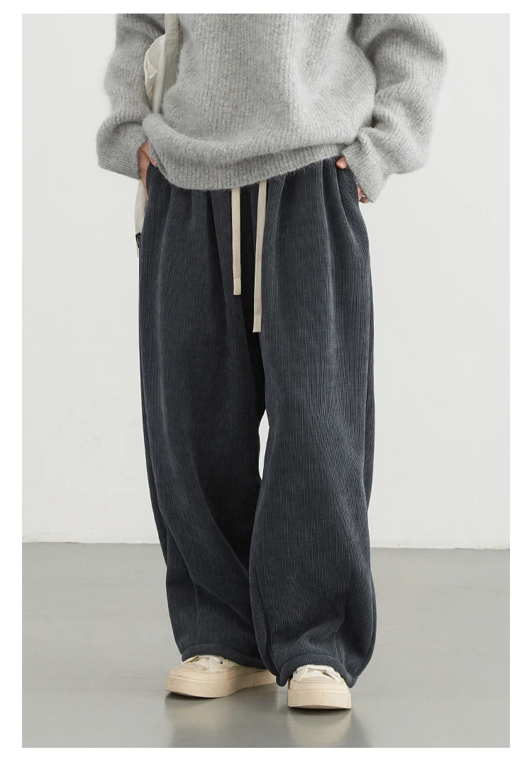 CHIC VEN Women Pant Loose Retro High Waisted Casual Wide Leg Pants Solid Plush Thick Warm Female Trousers Spring Autumn 2024