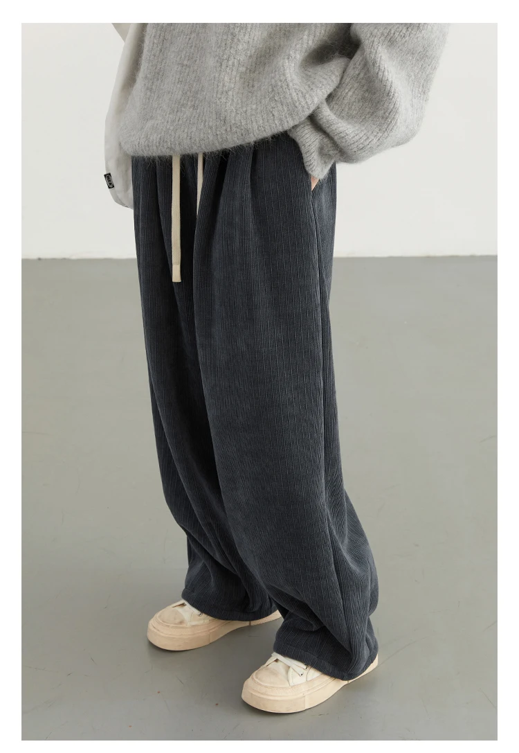 CHIC VEN Women Pant Loose Retro High Waisted Casual Wide Leg Pants Solid Plush Thick Warm Female Trousers Spring Autumn 2024