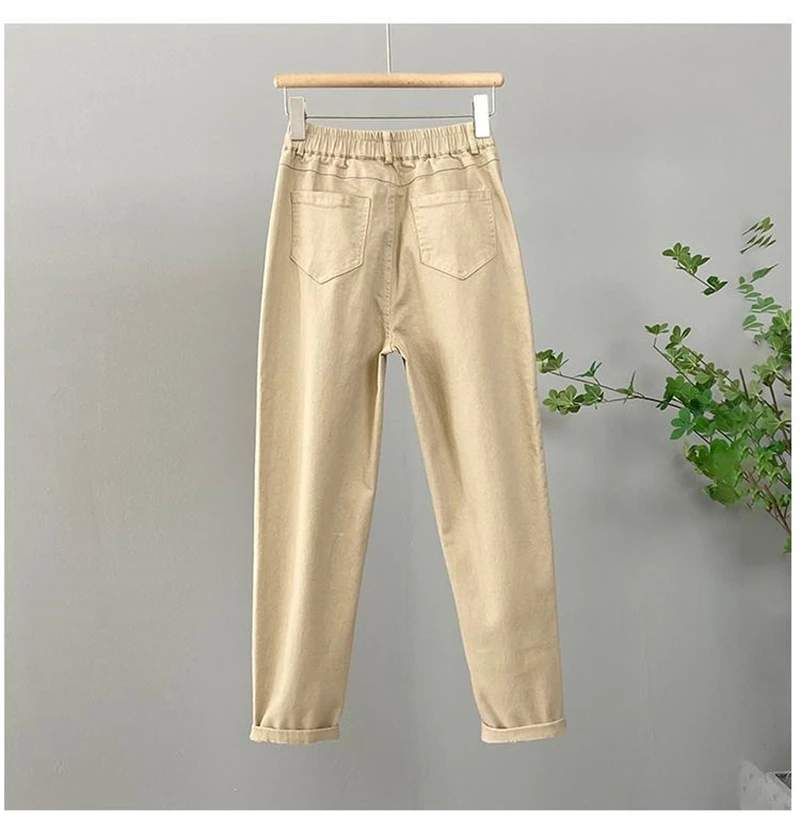 2026New Korean High Waist Denim pants Women's Autumn Casual Loose Khaki Harun pants Female Trousers Ladies