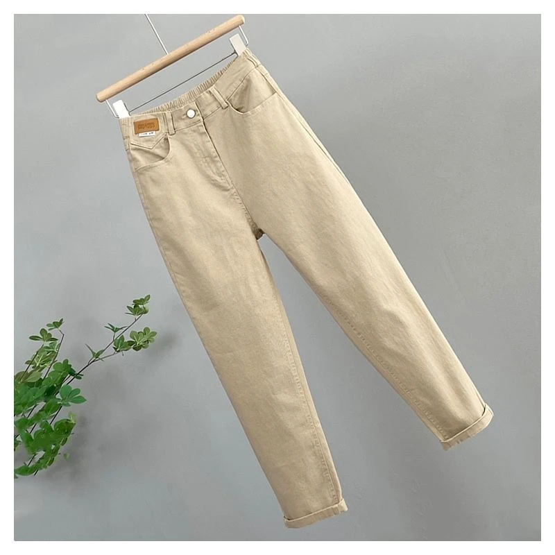 2026New Korean High Waist Denim pants Women's Autumn Casual Loose Khaki Harun pants Female Trousers Ladies