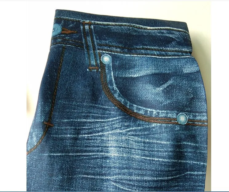 One-peice Elastic Imitation Denim Sports Gymnasium Pencil Pant Casual For Women's Clothes Leggings Dye Vintage All-match Fashion