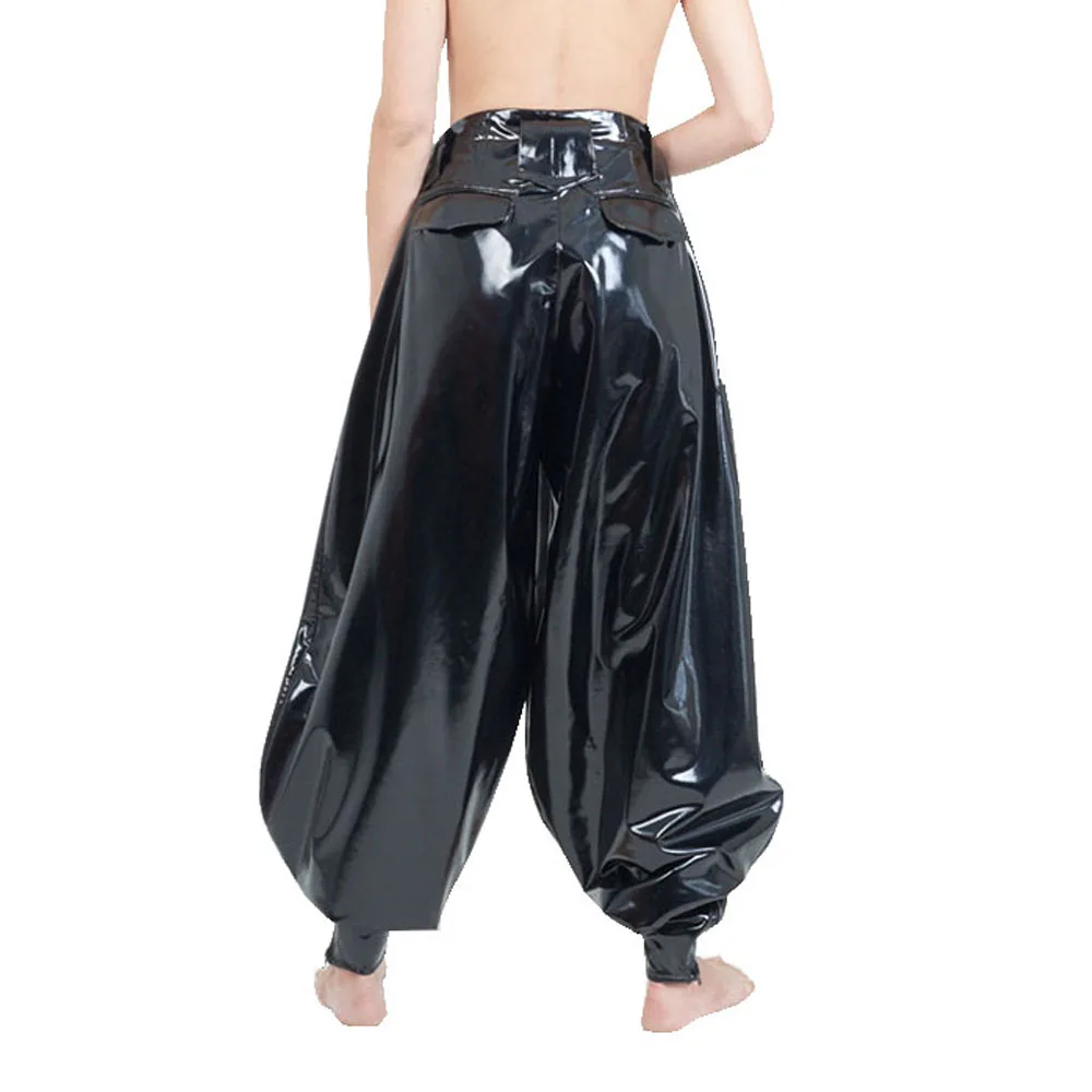 Punk High Waist PVC Harem Pants, Shiny Leather, Club Party Lantern Pants, Streetwear, Classic Tobi Pants, Dance Bloomers, 7XL