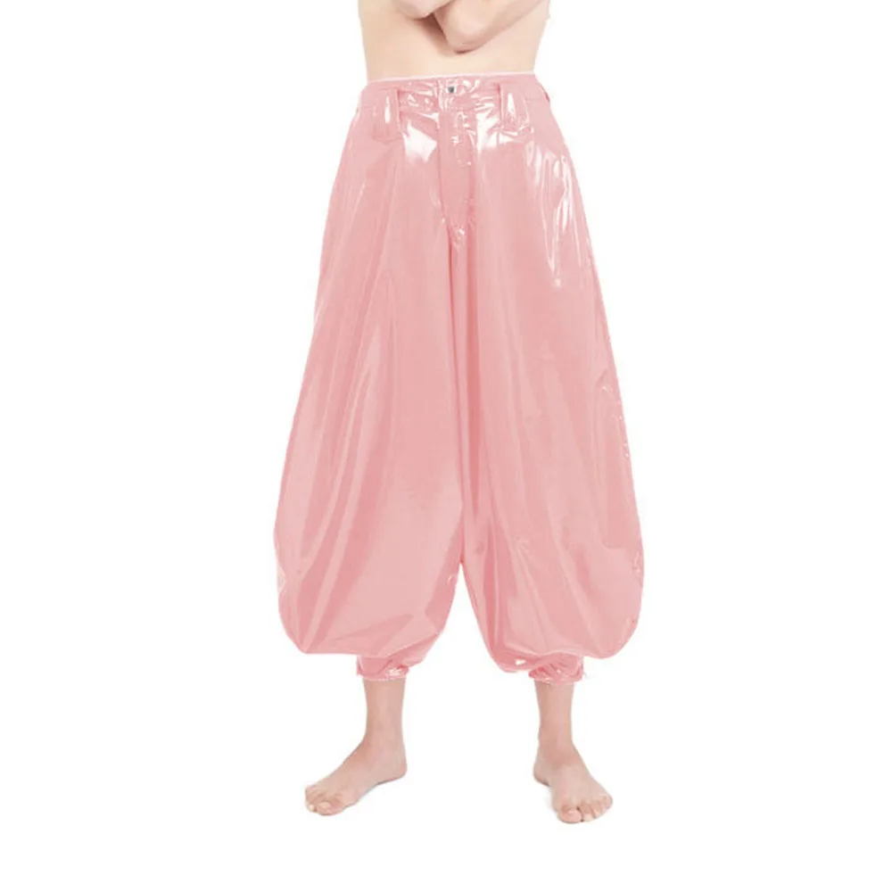 Punk High Waist PVC Harem Pants, Shiny Leather, Club Party Lantern Pants, Streetwear, Classic Tobi Pants, Dance Bloomers, 7XL