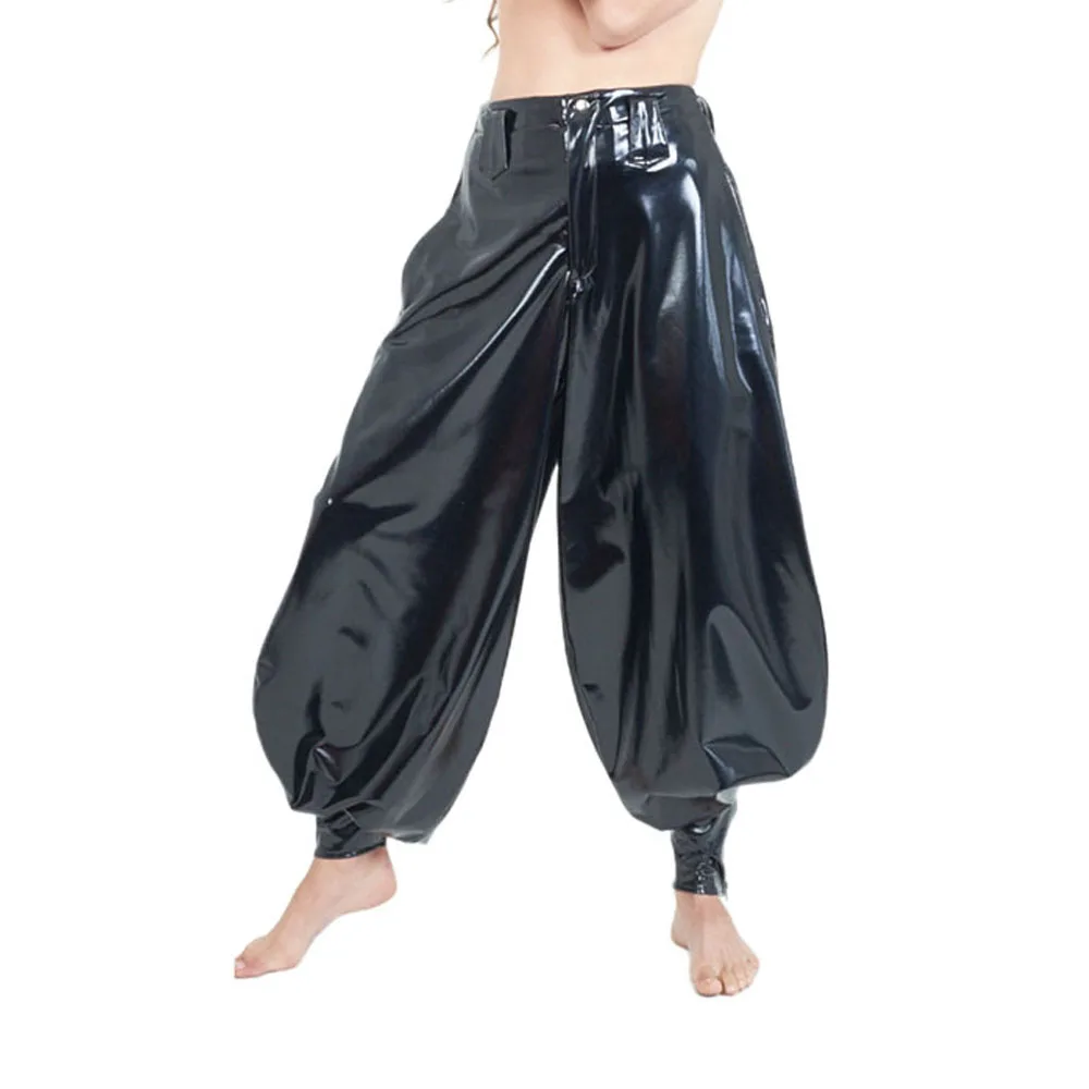 Punk High Waist PVC Harem Pants, Shiny Leather, Club Party Lantern Pants, Streetwear, Classic Tobi Pants, Dance Bloomers, 7XL