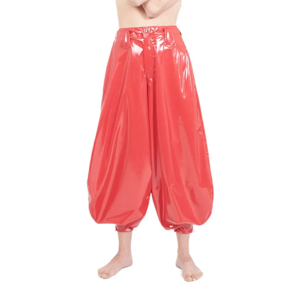 Punk High Waist PVC Harem Pants, Shiny Leather, Club Party Lantern Pants, Streetwear, Classic Tobi Pants, Dance Bloomers, 7XL