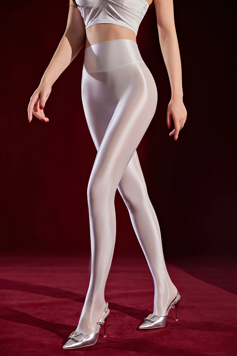 Sexy Women Open Crotch Package Hip Pencil Pants Elastic Oil Glossy Shiny Slim Yoga Shaping Wear Sexy Maid Tights Legging