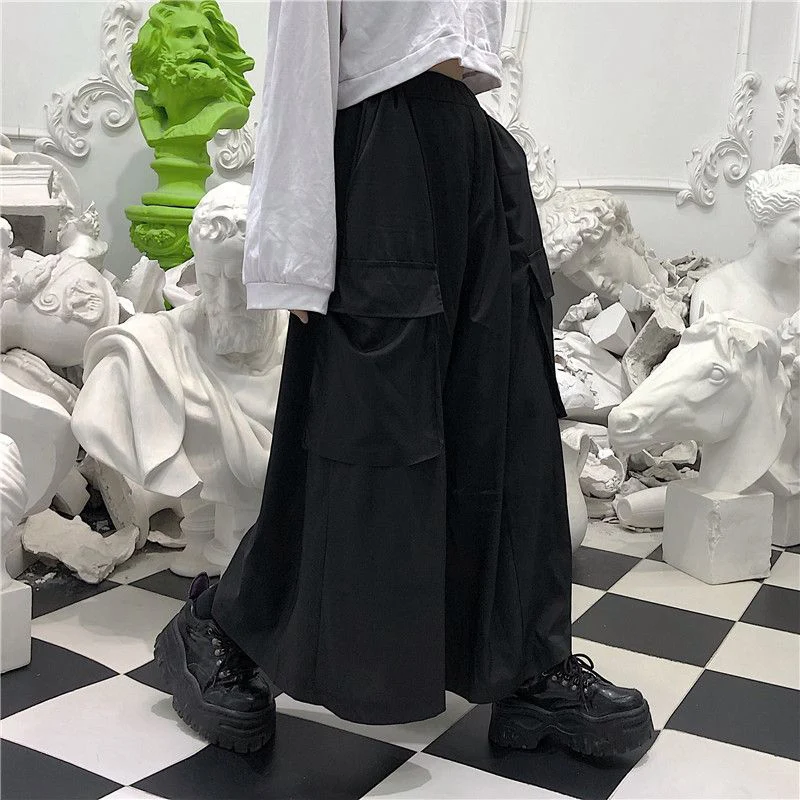 Jmprs Plus Size Women Wide Leg Pants Y2K Streetwear Loose Cargo Pants 90S Gothic Harajuku Oversize Female Trousers 6XL