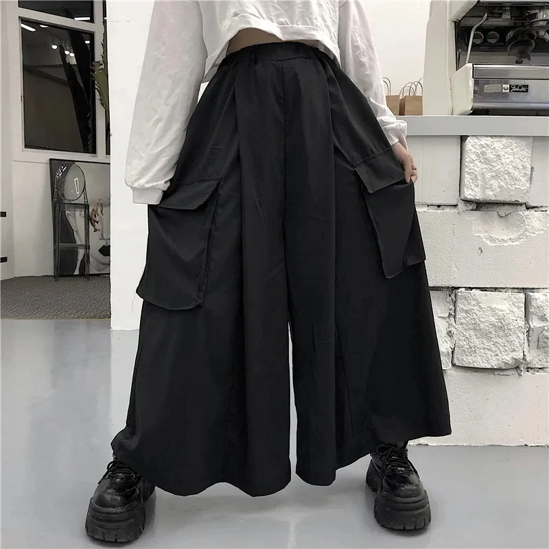 Jmprs Plus Size Women Wide Leg Pants Y2K Streetwear Loose Cargo Pants 90S Gothic Harajuku Oversize Female Trousers 6XL